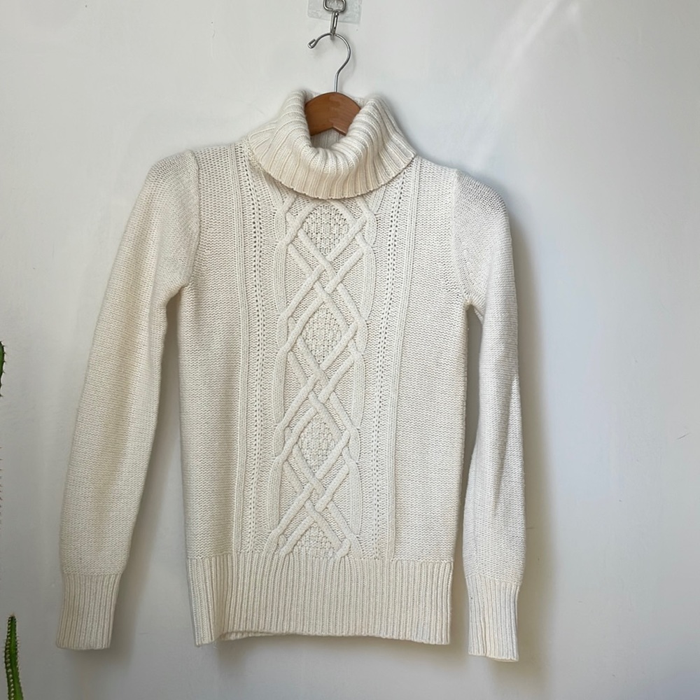 Wool Turtle Neck Cable Knit Sweater, J. Crew size XS